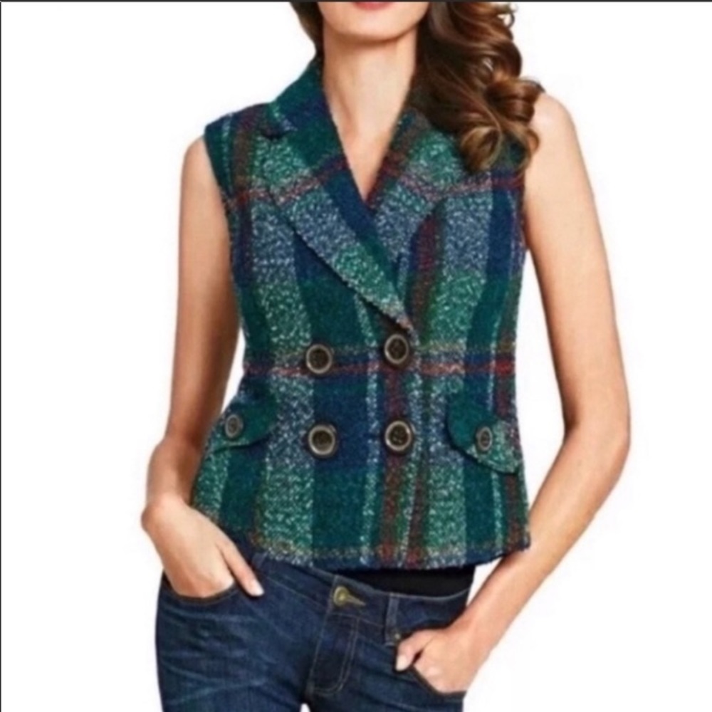 Plaid Cabi vest winter colors New with Tags